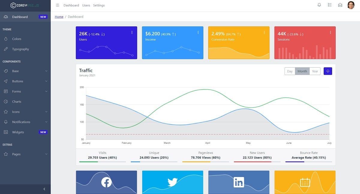 Vue Admin Dashboard - Free Template