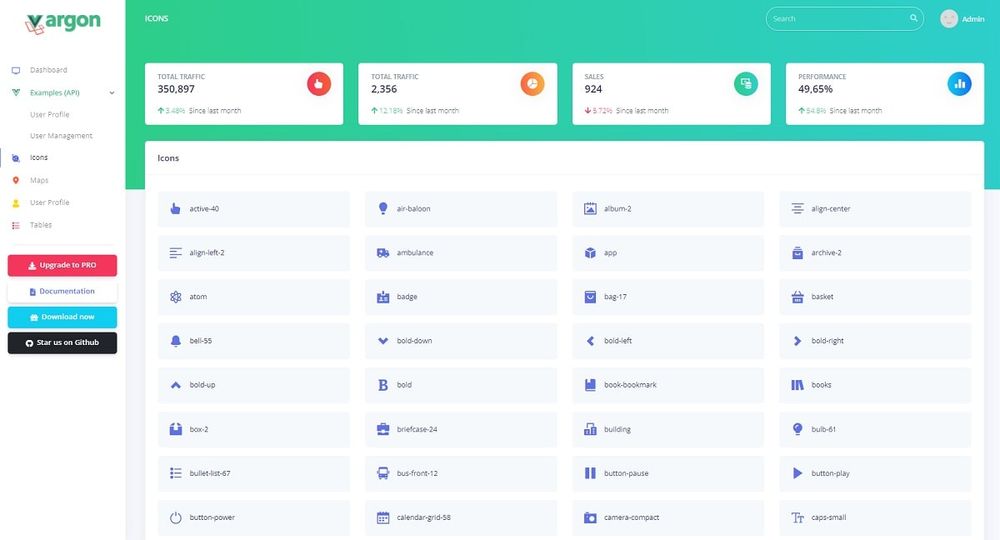 Vue Argon Dashboard Laravel - Free Starter